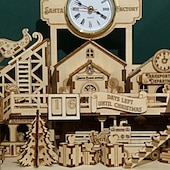 levne Skládačky-3D dřevěné puzzle DIY model santa&#039;s factory puzzle hračka dárek pro dospělé a dospívající festival / dárek k narozeninám