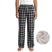 billiga Sov botten-Herr Vardagsklädsel Pyjamasbyxor Plädbyxor Lounge Byxor Rutnät / Pläd Varm Mjukt Hem Säng Spa Flanell Varm Ficka Elastisk midja Vinter Svart Blå