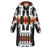 cheap Men&#039;s Print Fleece Jackets-Men&#039;s Geometry Winter Coat Fleece Jacket Coat Warm Breathable Comfortable Streetwear Sport Ethnic Style Sports &amp; Outdoor Daily Wear Going out Zipper Pocket Print Fall &amp; Winter Hoodie Long Sleeve