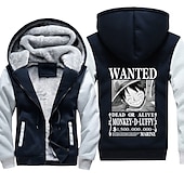 cheap Cartoon &amp; Movie Character Graphic-One Piece Monkey D. Luffy Hoodie Anime Outerwear Anime Graphic For Couple&#039;s Men&#039;s Women&#039;s Adults&#039; Hot Stamping Casual Daily
