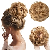 cheap Chignons-Messy Hair Buns Hair Piece Curly Hair Scrunchies for Women Girls Hairpieces Wavy Donut Hair Pieces Hair Bun Updo Hair Chignons