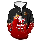 abordables Tenue de Père Noël-sweat à capuche de Noël sweat à capuche pour homme sweat à capuche pour homme sweat à capuche jaune vert clair kaki rouge bleu clair à capuche père Noël imprimés graphiques imprimé moche sports