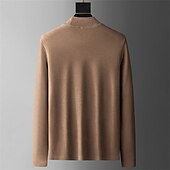 cheap Basic T shirts-Men&#039;s Turtleneck shirt Long Sleeve Shirt Long Sleeve Crew Neck Spring &amp;  Fall Plain Fashion Casual Comfortable Street Holiday Going out Black White Blue Top Tee for Men