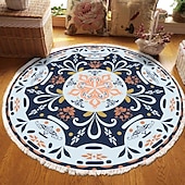 preiswerte Wohn- und Schlafzimmerteppiche-Runder Teppich mit Mandala-Quaste im Ethno-Stil, Wohnzimmer, Schlafzimmer, Couchtisch, Bodenmatte