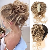 ieftine Meșe-Coc de păr dezordonat postă de păr pentru femei clip în gheare piese de păr chignon sintetice extensii de coc de păr ciufulit super lung ciufulite ondulate posturi ondulate pentru uzura zilnică
