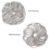 abordables Chignons-2pcs chignon désordonné chignon bouclé ondulé extensions de queue de cheval postiches cheveux chouchous wraps chignon pour femmes filles (plus chignon limité avec une longueur de cheveux plus longue
