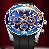 billiga Kvartsklockor-OLEVS Kvarts Klocka Gåva För Män Mode Lyx Dyk Klassisk Kvarts Herrklockor Sport Vattentåliga Rostfria Stål Rem Klockor