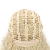 economico Parrucche trendy sintetiche-parrucca ondulata lunga riccia ombre parrucche biondo platino per le donne capelli sciolti ondulati parrucche sintetiche resistenti al calore glueless per l&#039;uso quotidiano delle feste
