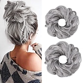 abordables Chignons-2pcs chignon désordonné chignon bouclé ondulé extensions de queue de cheval postiches cheveux chouchous wraps chignon pour femmes filles (plus chignon limité avec une longueur de cheveux plus longue