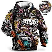 baratos moletons masculinos plus size-Homens Tamanho Grande Pulôver Moletom Com Capuz Grande e Alto Impressão 3D Com Capuz Bolsos Manga Longa Primavera &amp; Outono Moda Roupa de rua Básico Confortável Trabalho Roupa Diária Blusas