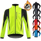 baratos Jaquetas e Gilets para homens-Arsuxeo Homens Jaqueta para Ciclismo Jaqueta Corta-Vento Casaco de lã Inverno Térmico / Quente A Prova de Vento Forro de Velocino Respirável Moto Jaqueta Ciclismo de Montanha Ciclismo de Estrada