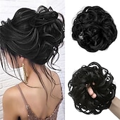 cheap Chignons-Messy Hair Buns Hair Piece Curly Hair Scrunchies for Women Girls Hairpieces Wavy Donut Hair Pieces Hair Bun Updo Hair Chignons
