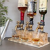 cheap Barware-Whiskey Wood Dispenser,Faucet Shape Liquor Dispenser, Daddy Favorite Whiskey Wine Wood Dispenser for Home Bar Dinner Party Restaurant, Dad Papa Boyfriend Husband Gift