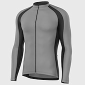 お買い得  メンズジャージ-21Grams 男性用 サイクリングジャージー 長袖 バイク ジャージー トップス 3つのリアポケット付き マウンテンサイクリング ロードバイク 高通気性 速乾性 吸汗性 反射性ストリップ ブラック グリーン ダークブルー カラーブロック スパンデックス スポーツ 衣類