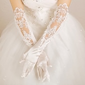 abordables Gants de Mariage-Polyester Genou Gant Fête / Soirée / à la mode Avec Couleur Pure / Ornement Gants de Mariage / Fête