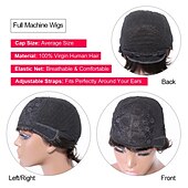 economico Parrucche di altissima qualità-parrucca pixie cut con frangia capelli umani 1b / blu 9a parrucche brasiliane per capelli umani glueless parrucche ombre brasiliane corte dritte parrucche africane americane senza pizzo anteriore
