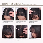 cheap Bangs-Bangs Hair Clip in Bangs Hair Wispy Bangs Clip on Fringe Bangs for Women Air Bangs Flat Neat Bangs with Temples Hairpieces for Daily Wear