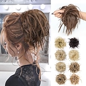 abordables Chignons-chignon ébouriffé chignon désordonné extensions de chignon avec élastique élastique queue de cheval chouchous pour femme (mélange brun blond clair)