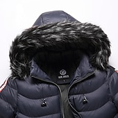 preiswerte Daunenjacken &amp; Parkas für Herren-Herren puffer jacket Steppjacke übergangsjacke Strickjacke Winterjacke Pelzkragen Zip Tasche Urlaub Ausgehen Casual Warm Draussen Bequem Winter Buchstabe Schwarz matt Schwarz Gelb Rote Pufferjacke