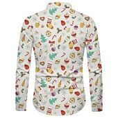 abordables Tenue de Père Noël-chemises imprimées père noël pour hommes chemises arbre père noël vacances col classique vert armée vert rouge blanc décontracté manches longues imprimé vêtements vêtements mode style ethnique