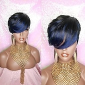 economico Parrucche di altissima qualità-parrucche kabadu pixie cut per donne nere parrucche brasiliane capelli umani con frangia f1b27 parrucche bionde afroamericane parrucche glueless densità 150%