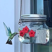 お買い得  裏庭での野鳥観察と野生生物-屋外ポータブル用のハチドリフィーダーは、すべての鳥に適用されます。ハミングバードフィーダーを屋外に吊るすボトル、漏れ防止、掃除と充填が簡単、3つの給餌ポート付き