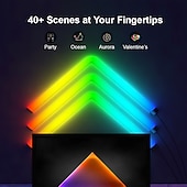 cheap Smart Lights-LED Smart Light RGBIC 3D Wall Light Glide Smart Wall Sconces for Gaming and Living Room Multicolor Customizable Music Sync Game Decor LED Light Bar Works with Alexa and Google Assistant