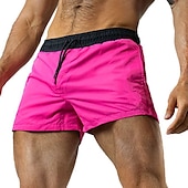 baratos shorts de natação masculinos-Homens Bermuda de Surf Shorts de Natação Calção Justo de Natação Shorts de verão Com Cordão Cintura elástica Imprimir Cor Sólida Conforto Respirável Curto Casual Diário Praia Moda Roupa de rua Rosa
