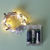 ieftine Acumulatoare-plante artificiale led snur de lumina 2m 20leds lumini de zâne creeper frunză verde Crăciun acasă nuntă în aer liber iedera viță de vie lampă decorare bricolaj suspendat grădină curte curte (fără