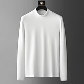 cheap Basic T shirts-Men&#039;s Turtleneck shirt Long Sleeve Shirt Long Sleeve Crew Neck Spring &amp;  Fall Plain Fashion Casual Comfortable Street Holiday Going out Black White Blue Top Tee for Men