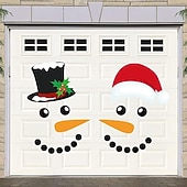 abordables Autocollant-joyeux noël décorations garage porte décor bonhomme de neige aimants autocollants réfrigérateur decal bonhomme de neige visage garage de noël ensemble réfléchissant de voiture magnétique autocollants pour noël vacances réfrigérateur décor