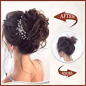 halpa Nutturat-sofeiyan claw klipsi sotkuinen nuttura hiuspala aaltoileva kihara hius nuttura klipsi kynsissä chignon poninhäntä hiuslisäkkeet synteettiset rypytetty updo hiuspidennykset scrunchie hiuslisäke