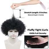 voordelige Herenpruiken-afro pruik mannen voor zwarte mannen menselijk haar afro zwart haar pruik 70&#039;s 80&#039;s disco rocker kostuum pruiken met gratis pruik cap braziliaanse virgin human hair
