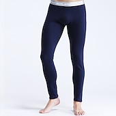 cheap Men&#039;s Sleep Bottom-Men&#039;s Long Johns Thermal Underwear Thermal Pants Pure Color Basic Simple Casual Home Daily Polyester Warm Breathable Long Pant Pant Elastic Waist Winter Fall Black Blue
