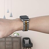 cheap Apple Watch Bands-Link Bracelet Compatible with Apple Watch band 38mm 40mm 41mm 42mm 44mm 45mm 49mm Men Two Tone Metal Clasp Stainless Steel Strap Replacement Wristband for iwatch Ultra 2 Series 9 8 7 SE 6 5 4 3 2 1