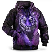 halpa miesten plus kokoiset hupparit-Miesten Pluskoko Pullover-huppari Iso ja pitkä Eläin Hupullinen Tasku Pitkähihainen 봄 &amp; Syksy Muoti Katutyyli Perus Mukava Työ Arki-asut Topit