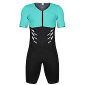 cheap Men&#039;s Clothing Sets-Men&#039;s Triathlon Tri Suit Short Sleeve Mountain Bike MTB Road Bike Cycling Red Blue Sky Blue Patchwork Bike Clothing Suit UV Resistant Breathable Quick Dry Sweat wicking Polyester Spandex Sports