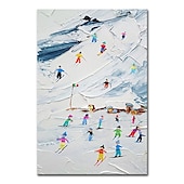 cheap Landscape Paintings-Mintura Handmade Mountain Oil Painting On Canvas Wall Art Decoration Modern Abstract Snow Landscape Picture For Home Decor Rolled Frameless Unstretched Painting