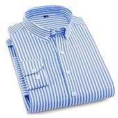 preiswerte Button-Down-Hemden für Herren-Herren Oberhemd Hemd Kragenhemd Bügelfreies Hemd Schwarz Weiß Rote Marineblau Langarm Gestreift Kragen Frühling Sommer Hochzeit Arbeit Bekleidung