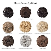 abordables Chignons-2pcs chignon désordonné chignon bouclé ondulé extensions de queue de cheval postiches cheveux chouchous wraps chignon pour femmes filles (plus chignon limité avec une longueur de cheveux plus longue