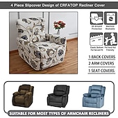 cheap Recliner Chair Cover-Recliner Covers Slipcovers Super Stretch Floral Printed Sofa Couch Cover Non Slip 1 Seater Lazy Boy Chair Covers Furniture Protector with Side Pocket for Living Room