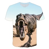 halpa Poikien 3D Eläimet-Lapset Poikien T-paita Tee Eläin Dinosaurus Lyhythihainen Crewneck Lasten toppi Kausaliteetti Tyylikäs Päivittäin Kesä Moniväri 3-12 vuotta