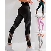 cheap Yoga Leggings &amp; Tights-Women&#039;s Running Tights Leggings Compression Pants Mesh High Waist Base Layer Sports &amp; Outdoor Athletic Winter Tummy Control Butt Lift Quick Dry Fitness Gym Workout Running Sportswear Activewear Solid