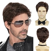 preiswerte Herrenperücken-Herrenperücken kurze graue Perücke hitzebeständiges synthetisches geschichtetes Naturhaar Cosplay Halloween-Perücken für Männer männlicher Kerl