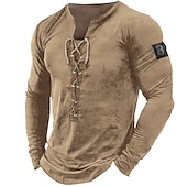 voordelige Vintage T-shirts-Voor heren T-shirt T-shirts Grafisch Nummer Kraag Kleding 3D-afdrukken Buiten Dagelijks Lange mouw Veters Afdrukken Ontwerper Stijlvol Vintage Basic
