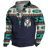abordables Sweats 3D homme-Homme Tribal Imprimés Photos Sweat shirt Sweat manche longue Sweat-shirt Col Mao Vêtement de rue Design Décontractées 3D effet Casual du quotidien Des sports Imprimer Printemps &amp; Automne