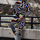 olcso Férfi 3D pulóver szett-Férfi Grafika Absztrakt 2db 3D pulóver készletek Kapucnis felsőrész Tracksuit Hosszú ujj Hosszú nadrág Kapucni Divat Utcai sikk Alkalmi Napi Sport Alkalmi 3D nyomtatás Tavasz &amp; Ősz Fekete Fehér