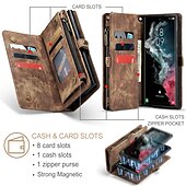 Недорогие Чехлы для Samsung-Чехол для телефона Samsung Galaxy Wallet Card S22 Ultra Plus S21 FE S20 A72 A52 A32 5G Note 20 10 Ultra Plus A51 с молнией и ремешком для телефона подставка однотонная PU-кожа