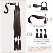 baratos Rabos-de-Cavalo-Clip Rabos-de-Cavalo Clássico / sintético / Penteado de trança francesa Cabelo Sintético Pedaço de cabelo Alongamento Liso Longo Festa / Roupa Diária / Festas &amp; Noite