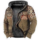 abordables Hoodies Ethniques Vintage-Homme Tribal Impressions Graphiques Sweat à capuche Sweats à capuche Sweatshirt Designer Basique Occasionnel Polaire fine manche longue À capuche Occasionnel Quotidien Sports Sortir Vêtements de rue